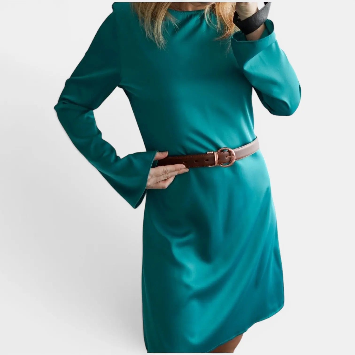 Women's Reversible Leather Belt 2 in 1 Rose Gold Round Buckle | Roselvex | Beltary
