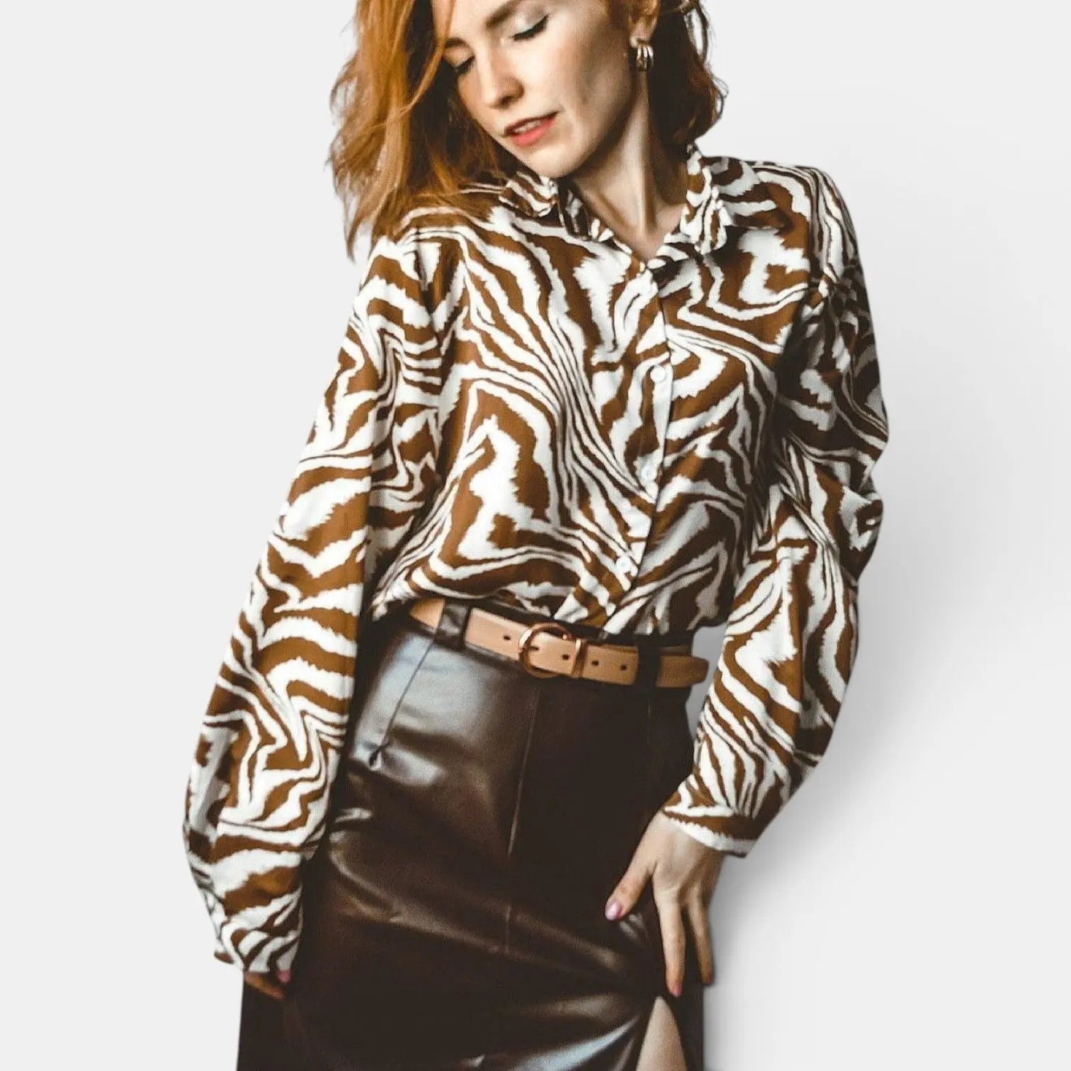 Women's Reversible Leather Belt 2 in 1 Rose Gold Round Buckle | Roselvex | Beltary