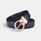 Women's Reversible Leather Belt 2 in 1 Rose Gold Round Buckle | Roselvex | Beltary