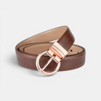 Women's Reversible Leather Belt 2 in 1 Rose Gold Round Buckle | Roselvex | Beltary