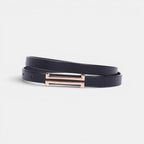 Women's Slim Smooth Leather Belt with Gold H Buckle | Halvex | Beltary