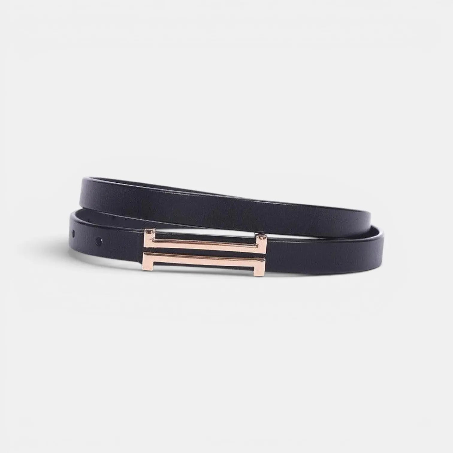 Women's Slim Smooth Leather Belt with Gold H Buckle | Halvex | Beltary