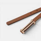 Women's Slim Smooth Leather Belt with Gold H Buckle | Halvex | Beltary