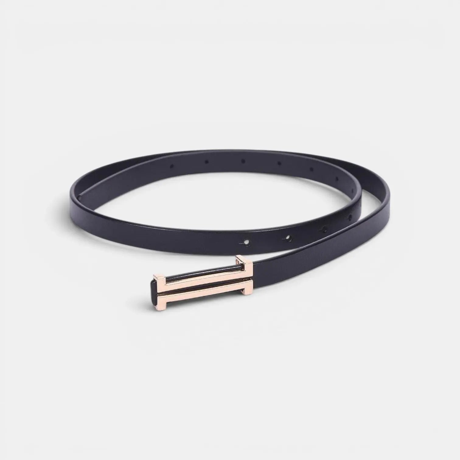 Women's Slim Smooth Leather Belt with Gold H Buckle | Halvex | Beltary