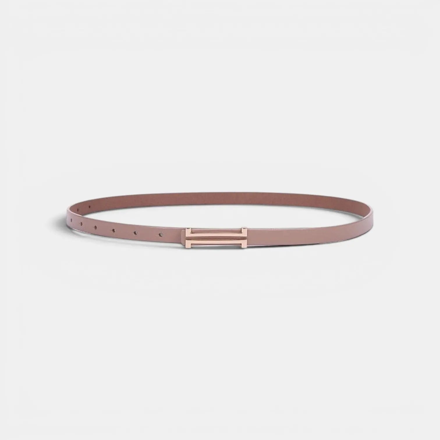 Women's Slim Smooth Leather Belt with Gold H Buckle | Halvex | Beltary