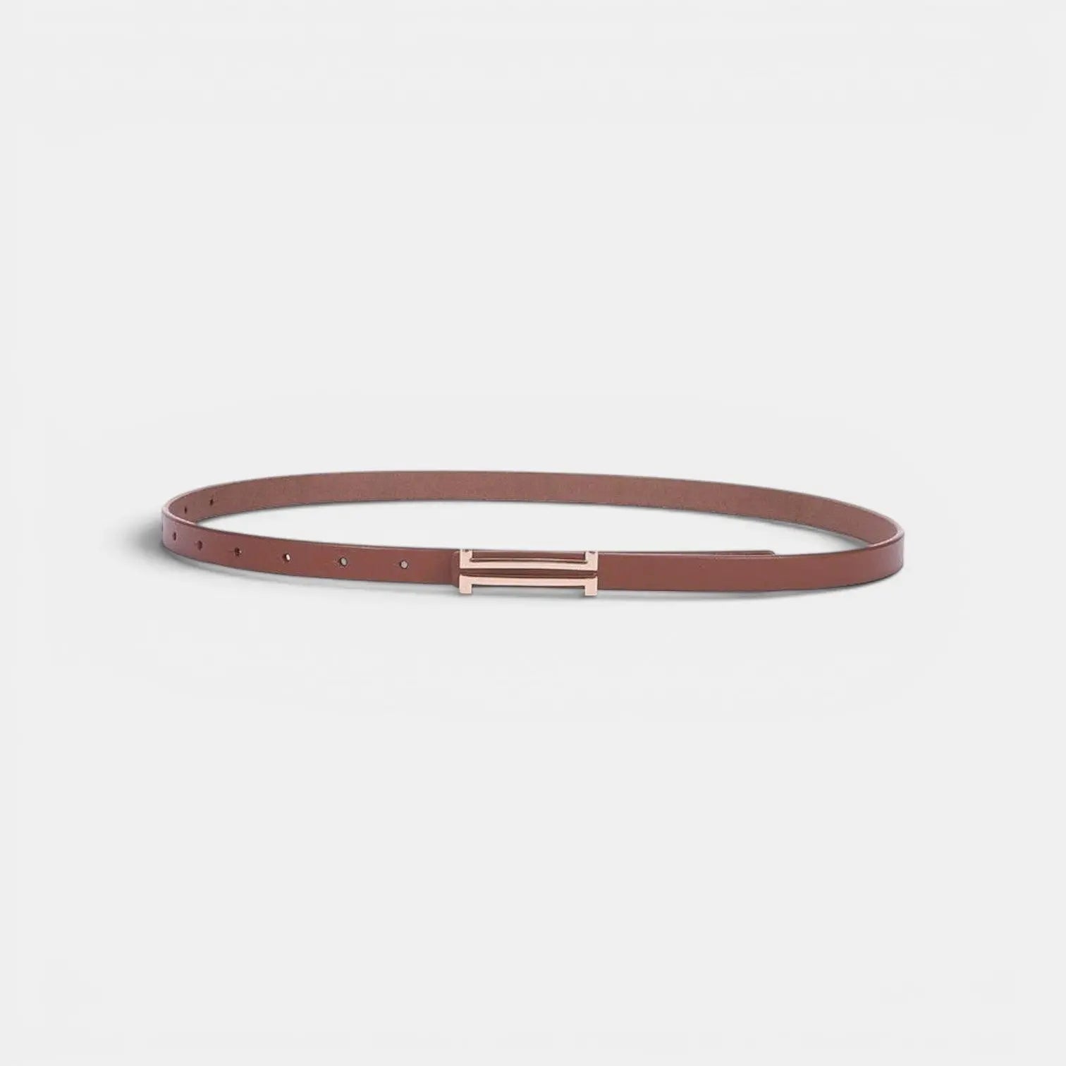 Women's Slim Smooth Leather Belt with Gold H Buckle | Halvex | Beltary