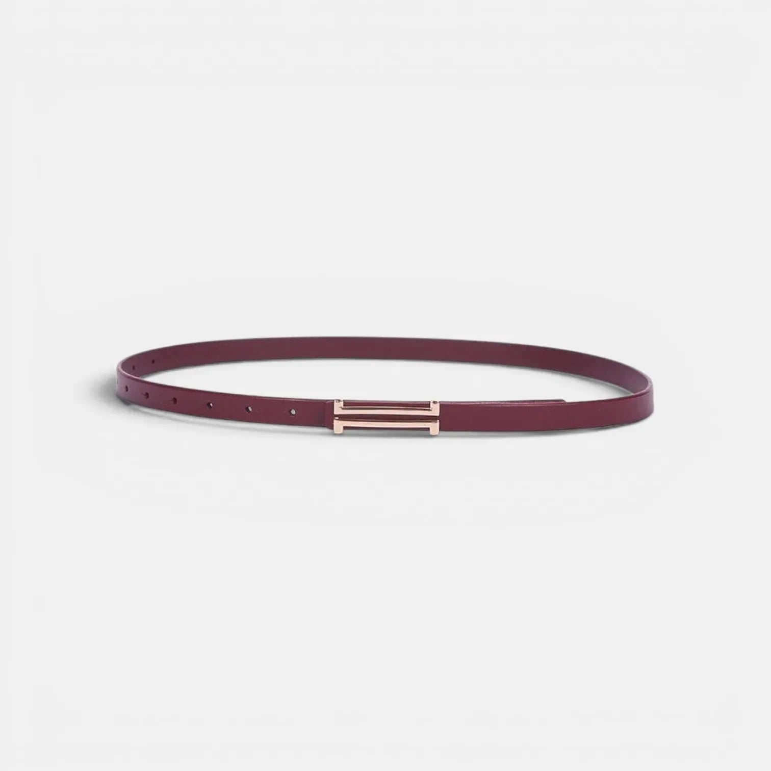 Women's Slim Smooth Leather Belt with Gold H Buckle | Halvex | Beltary