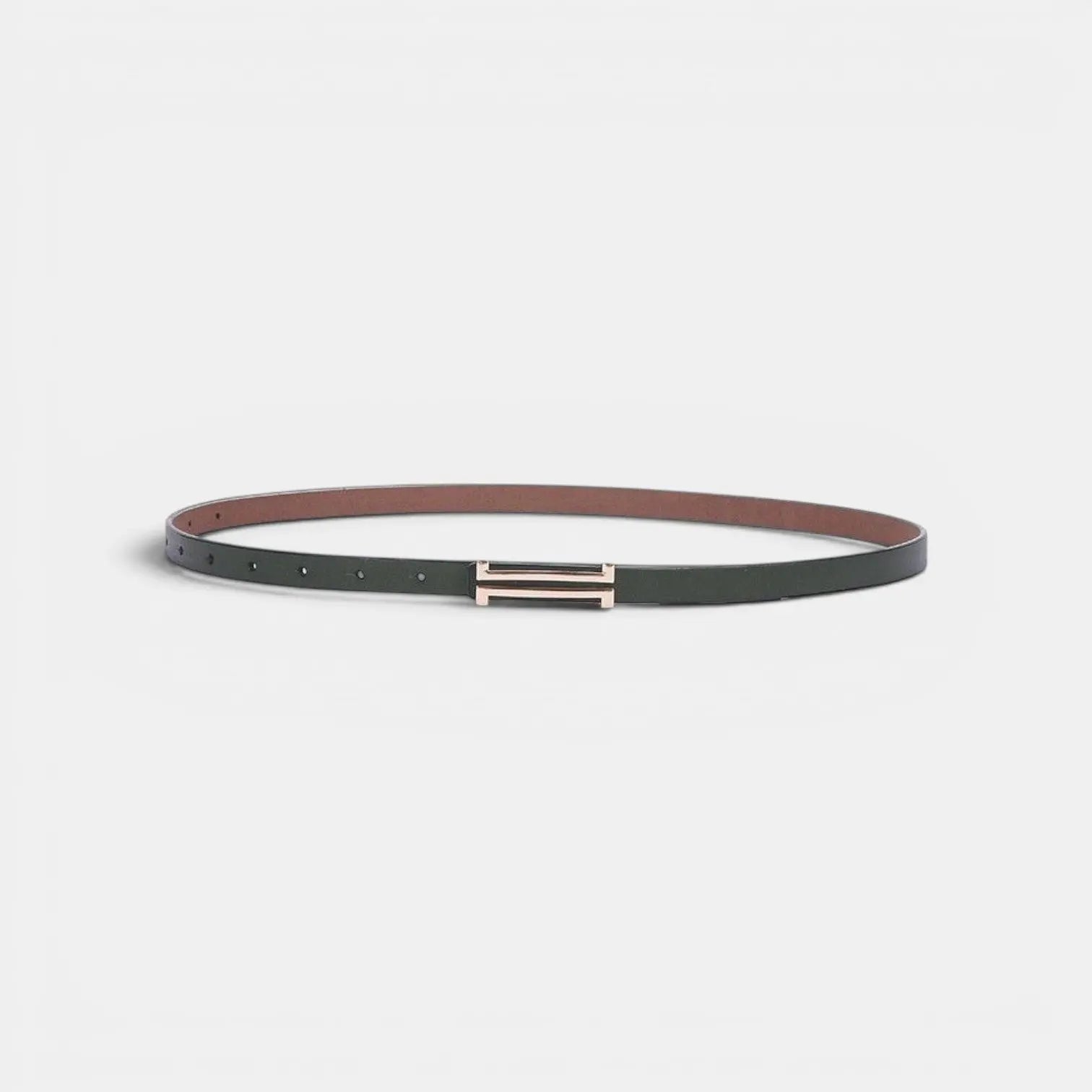 Women's Slim Smooth Leather Belt with Gold H Buckle | Halvex | Beltary