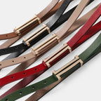 Women's Slim Smooth Leather Belt with Gold H Buckle | Halvex | Beltary