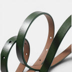 Women's Slim Smooth Leather Belt with Gold H Buckle | Halvex | Beltary