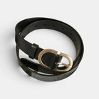 Women's Smooth Leather Belt Gold Oval Buckle with Prong | Fenora | Beltary