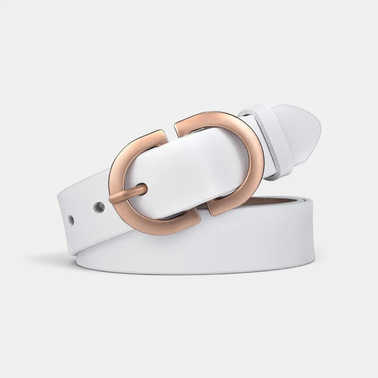 Women's Smooth Leather Belt Gold Oval Buckle with Prong | Fenora | Beltary