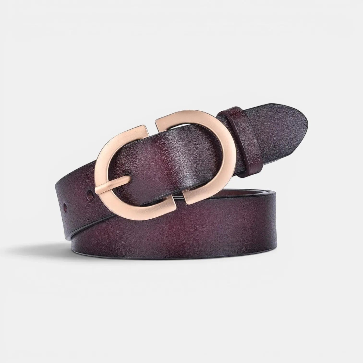 Women's Smooth Leather Belt Gold Oval Buckle with Prong | Fenora | Beltary