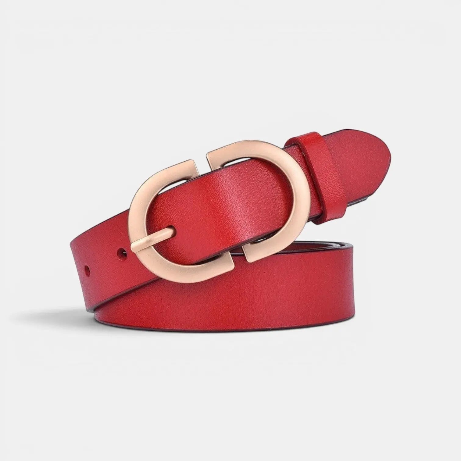 Women's Smooth Leather Belt Gold Oval Buckle with Prong | Fenora | Beltary