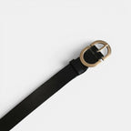 Women's Smooth Leather Belt Gold Oval Buckle with Prong | Fenora | Beltary