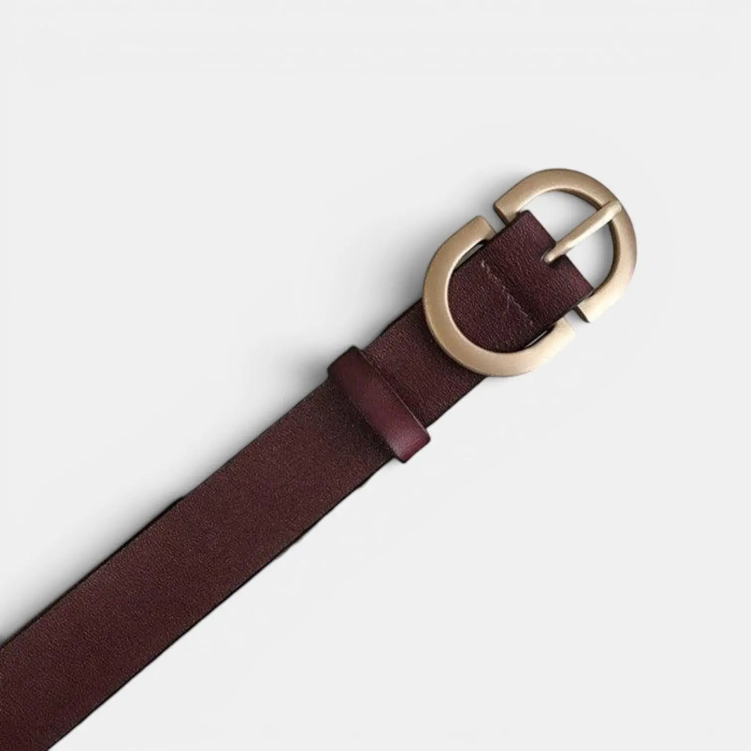 Women's Smooth Leather Belt Gold Oval Buckle with Prong | Fenora | Beltary