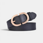 Women's Smooth Leather Belt Gold Oval Buckle with Prong | Fenora | Beltary