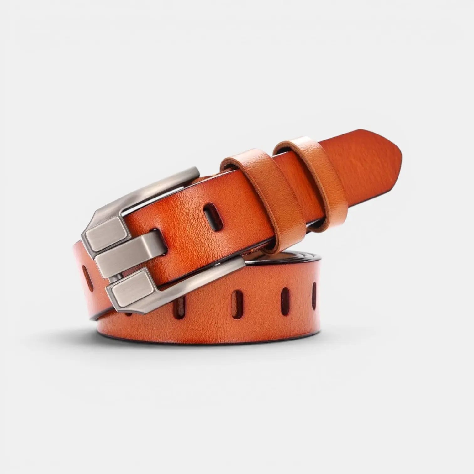 Women's Smooth Leather Belt Rectangular Buckle with Prong | Rolvex | Beltary