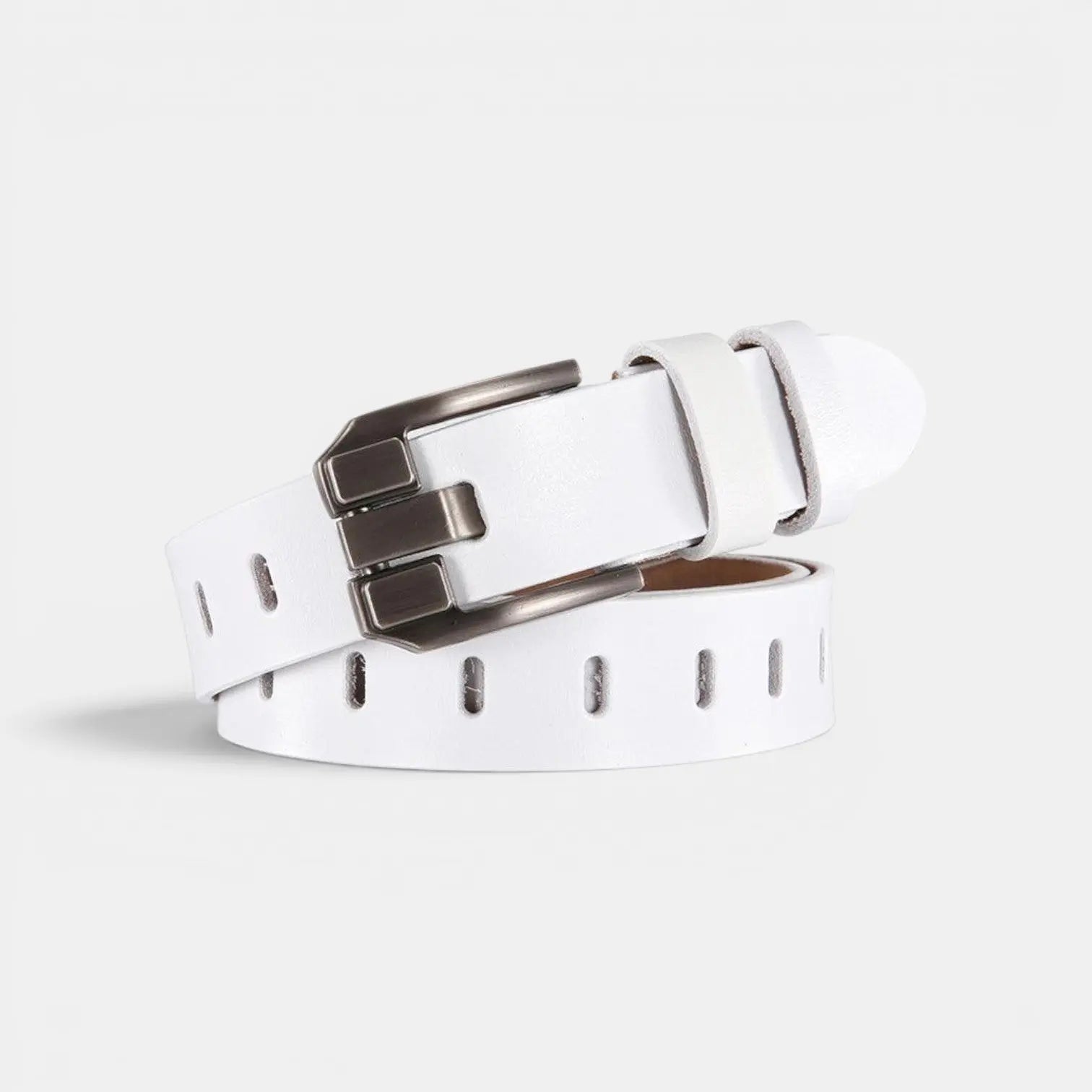 Women's Smooth Leather Belt Rectangular Buckle with Prong | Rolvex | Beltary