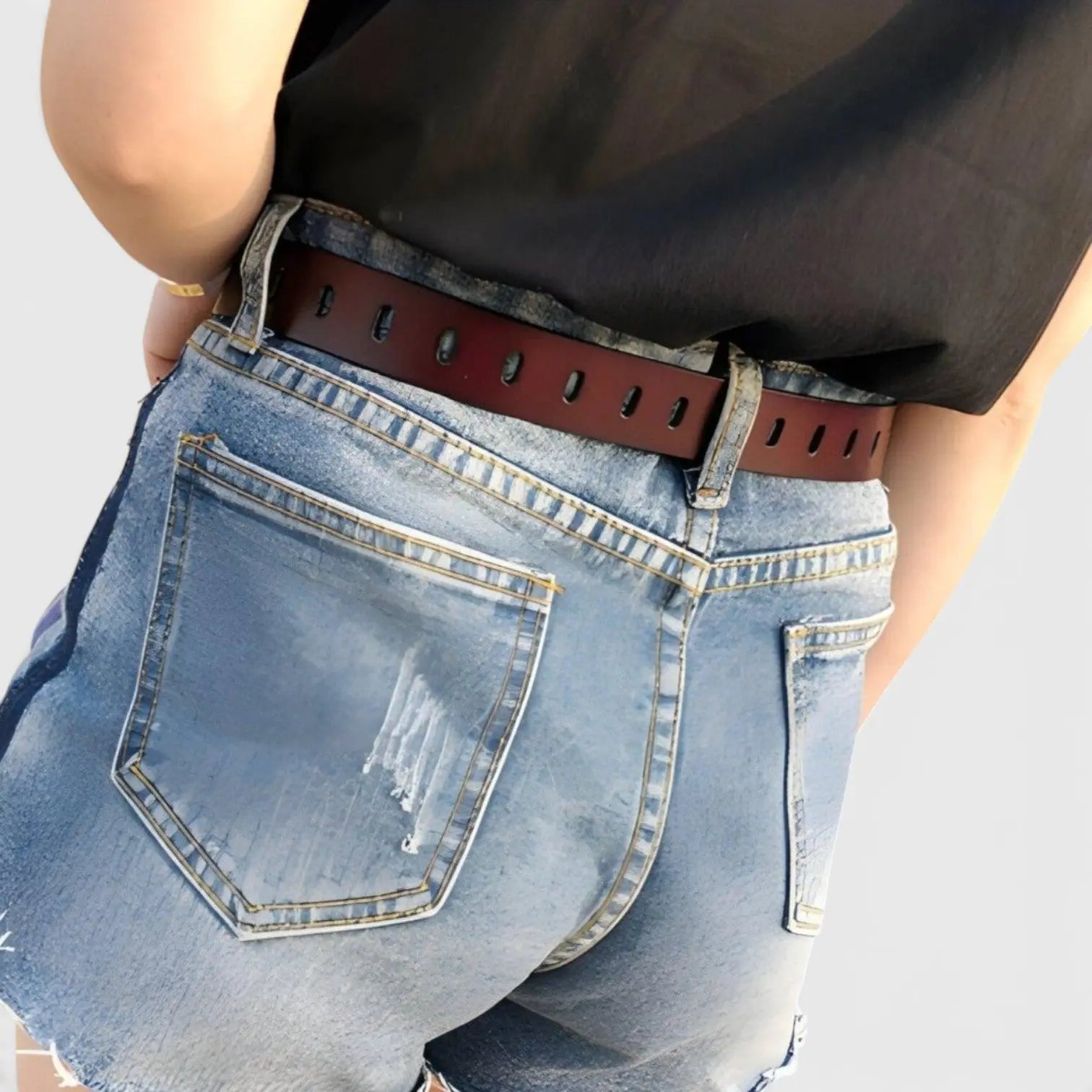 Women's Smooth Leather Belt Rectangular Buckle with Prong | Rolvex | Beltary