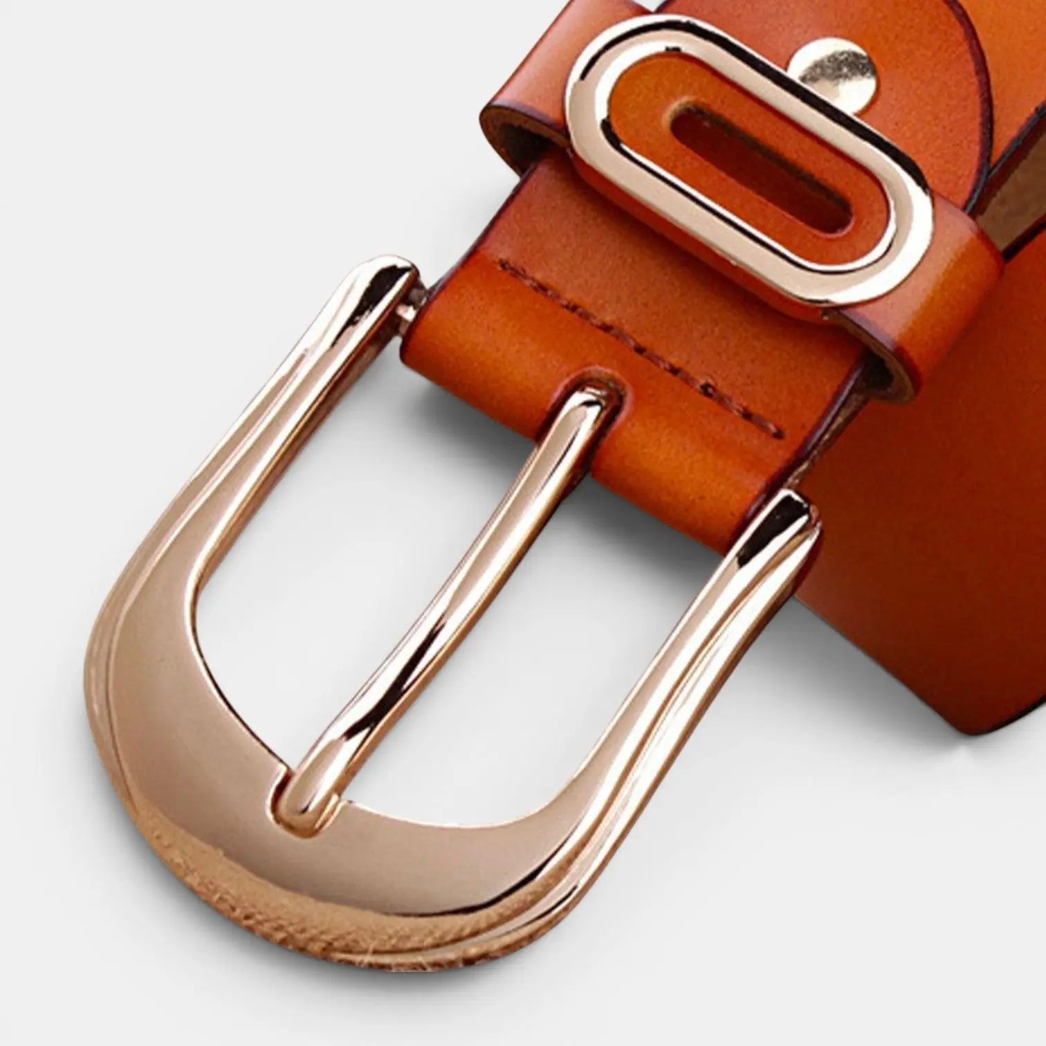 Women's Smooth Leather Belt Rounded Gold Buckle | Alvorn | Beltary