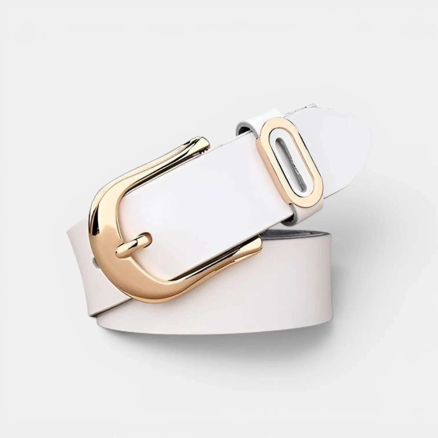 Women's Smooth Leather Belt Rounded Gold Buckle | Alvorn | Beltary