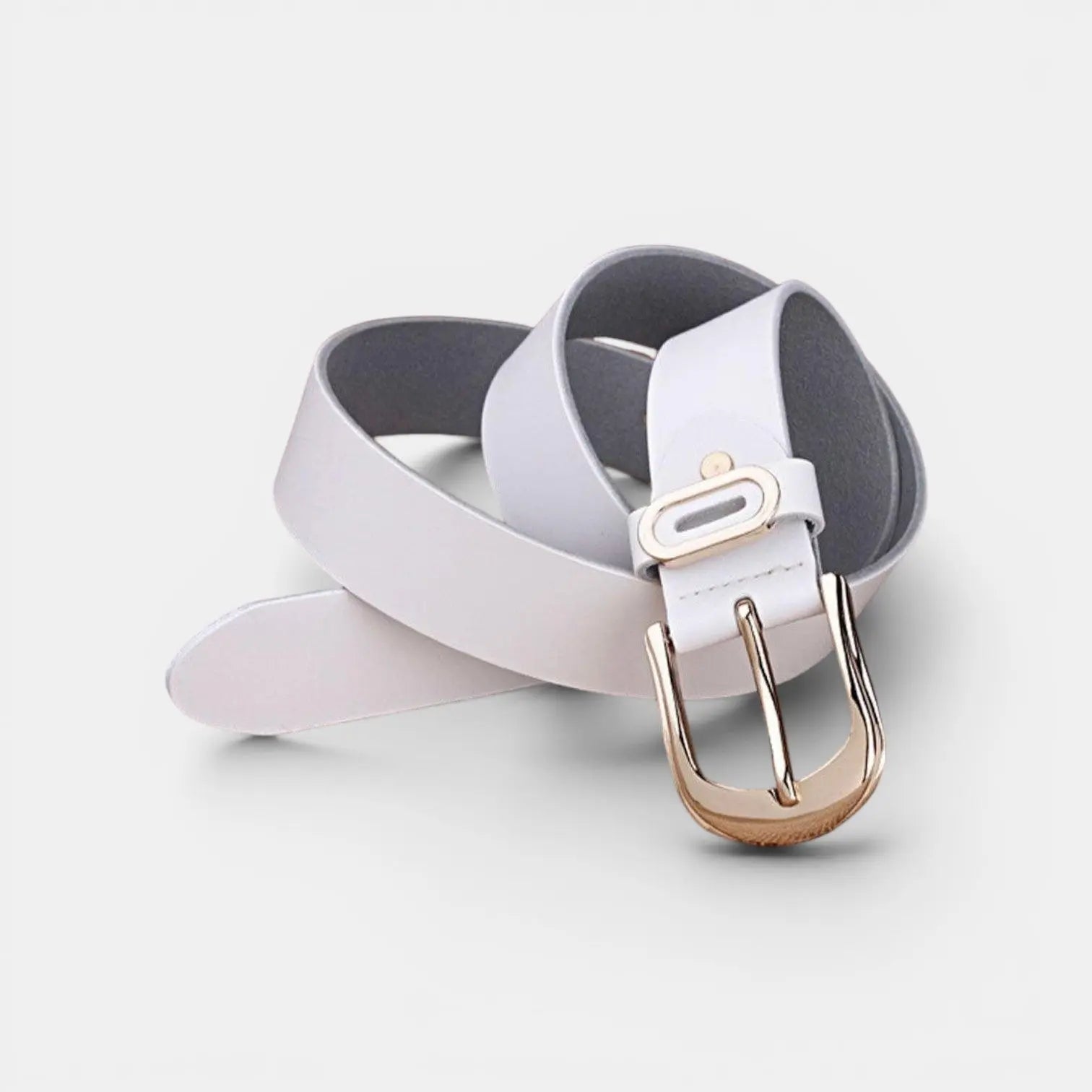 Women's Smooth Leather Belt Rounded Gold Buckle | Alvorn | Beltary