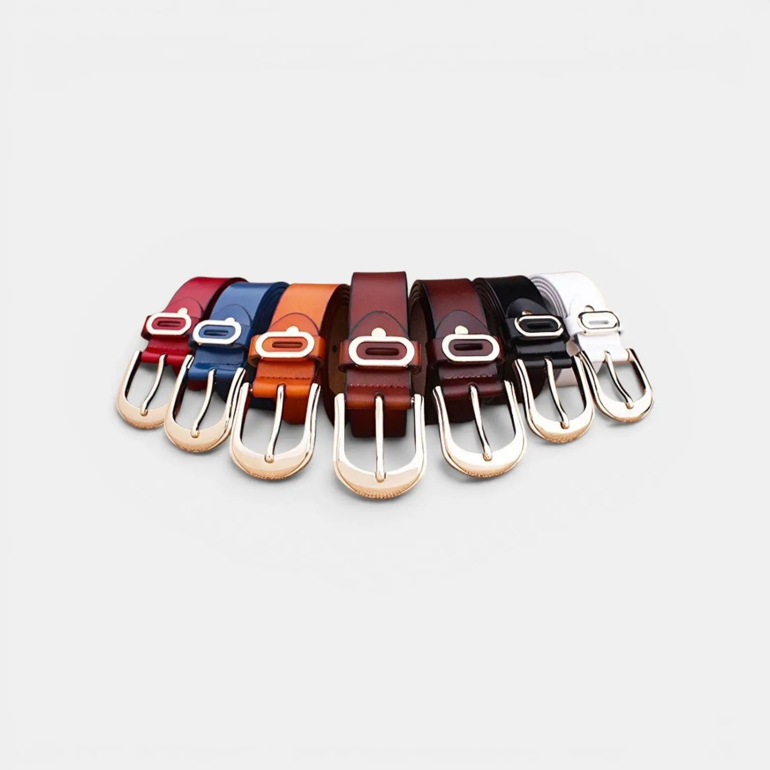 Women's Smooth Leather Belt Rounded Gold Buckle | Alvorn | Beltary