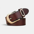 Women's Smooth Leather Belt Rounded Gold Buckle | Alvorn | Beltary