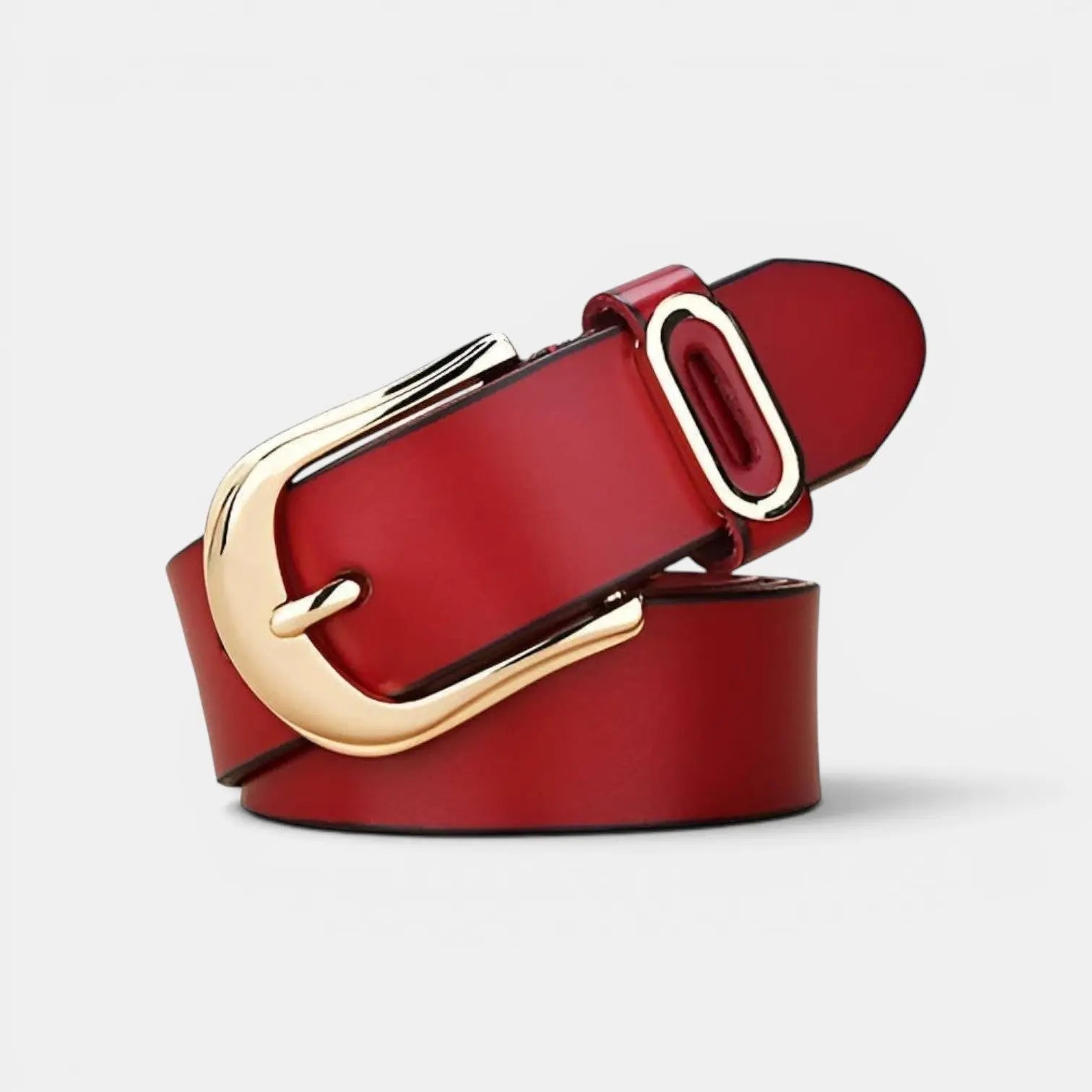 Women's Smooth Leather Belt Rounded Gold Buckle | Alvorn | Beltary