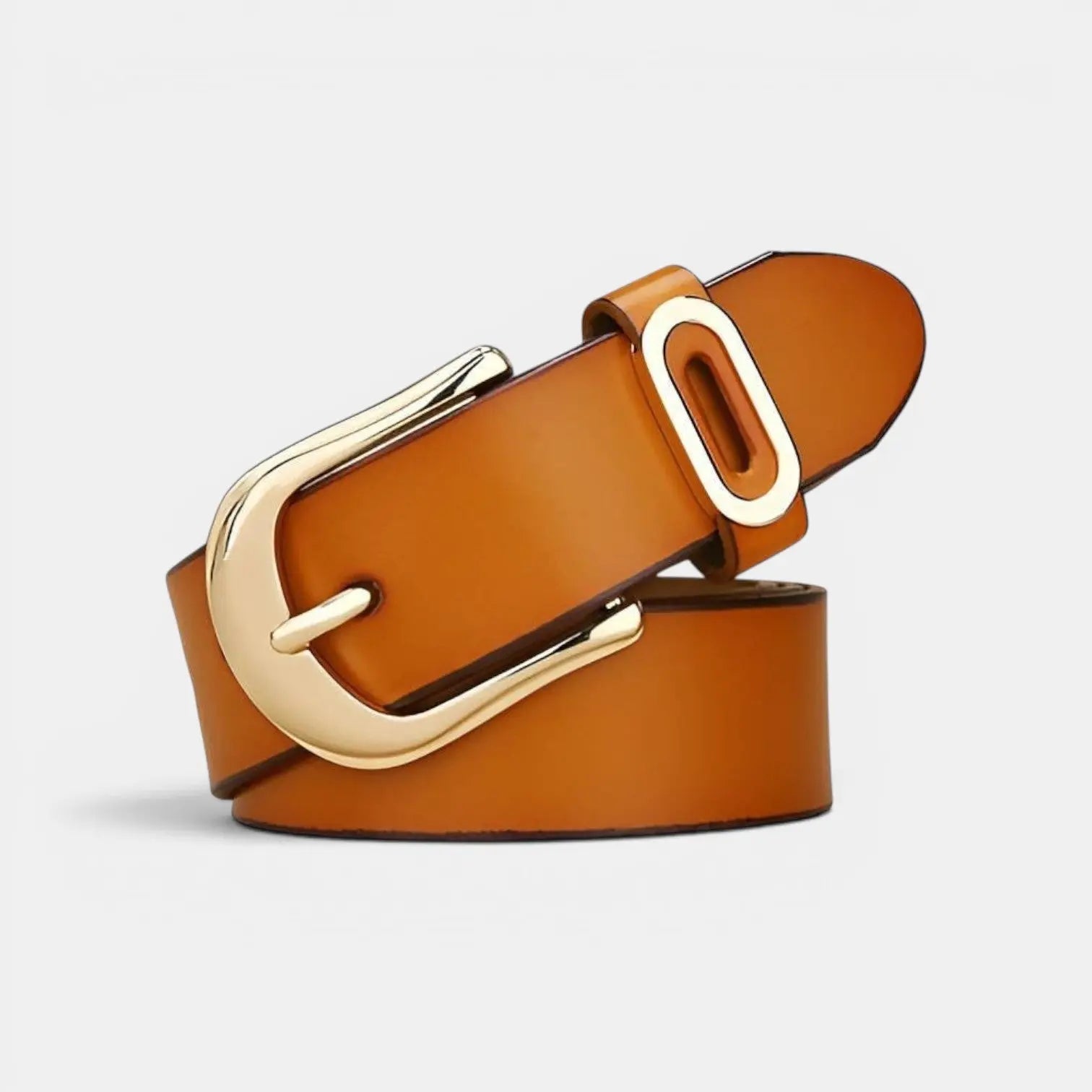 Women's Smooth Leather Belt Rounded Gold Buckle | Alvorn | Beltary