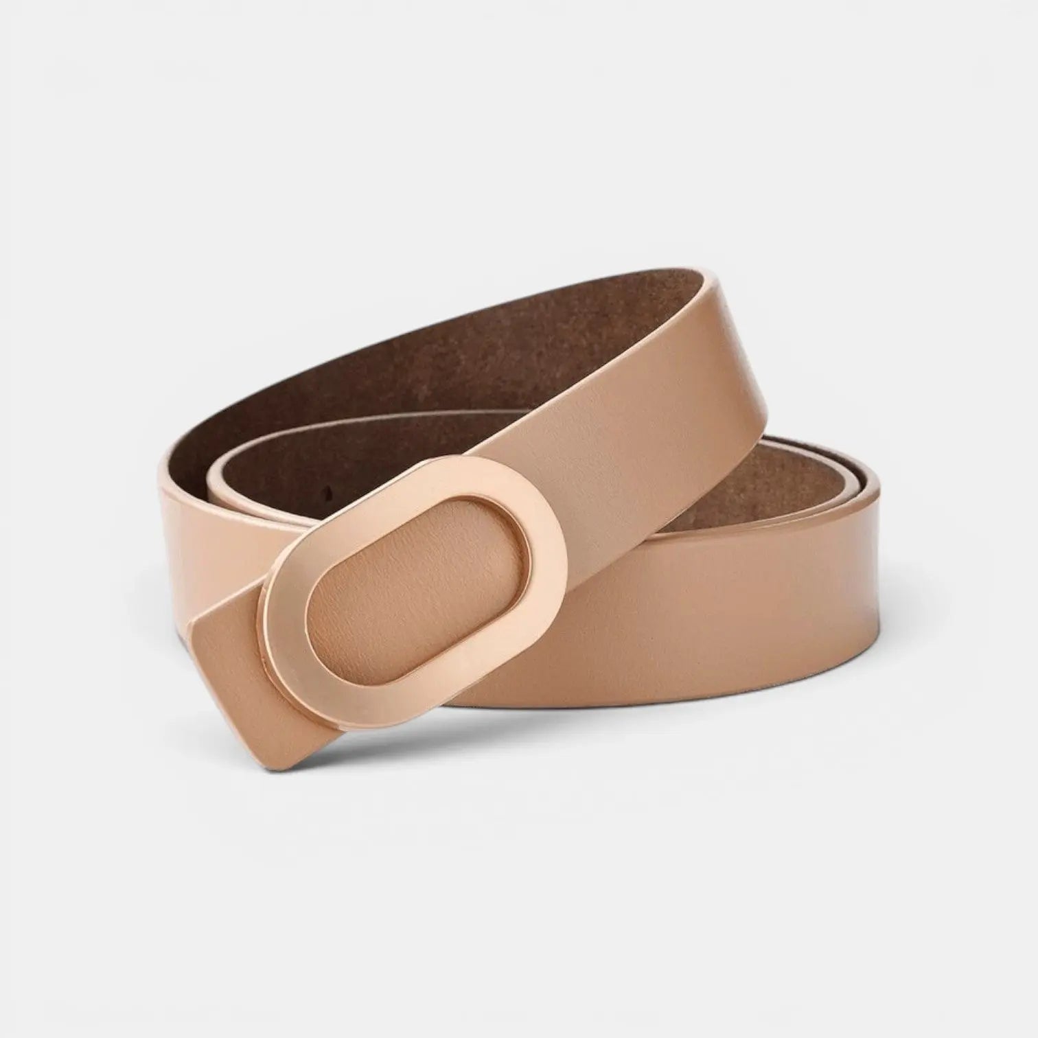 Women's Smooth Leather Belt with Fine Gold Oval Buckle | Ovalex | Beltary