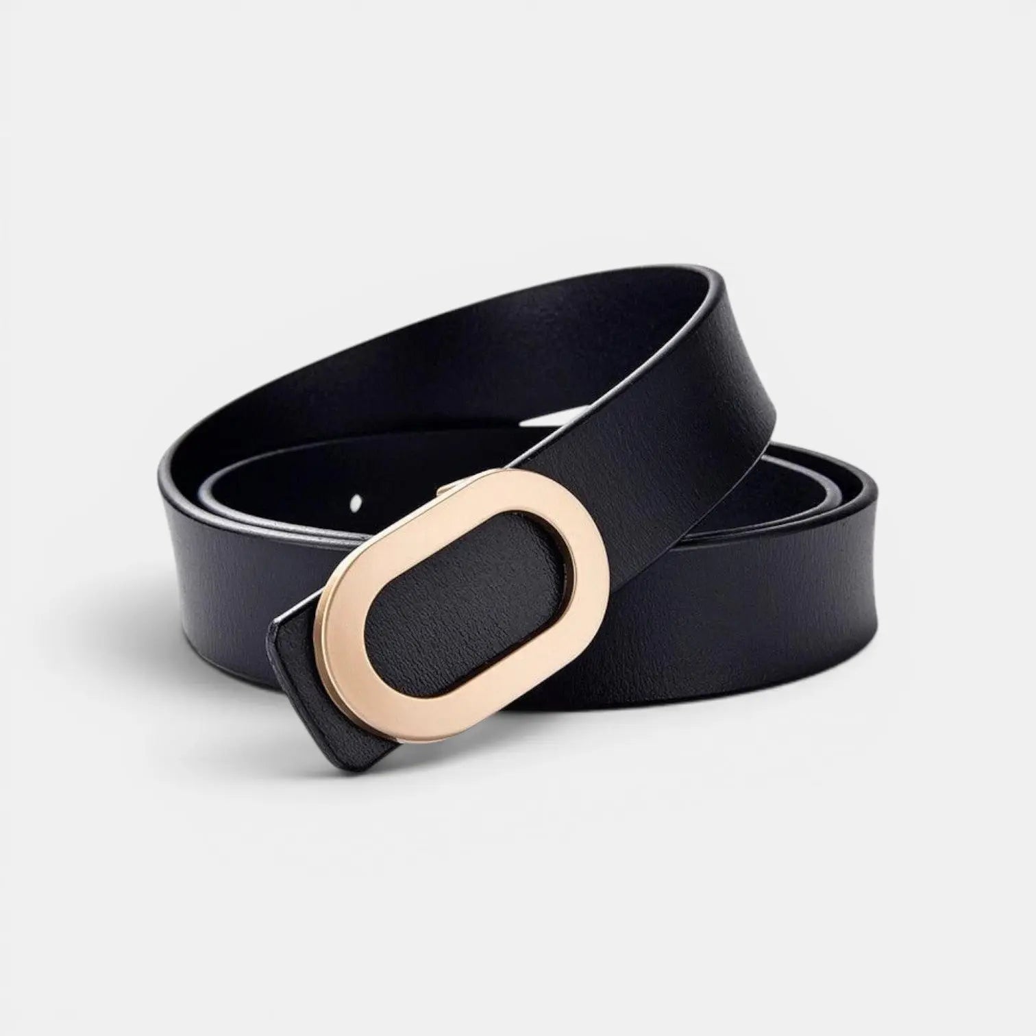 Women's Smooth Leather Belt with Fine Gold Oval Buckle | Ovalex | Beltary