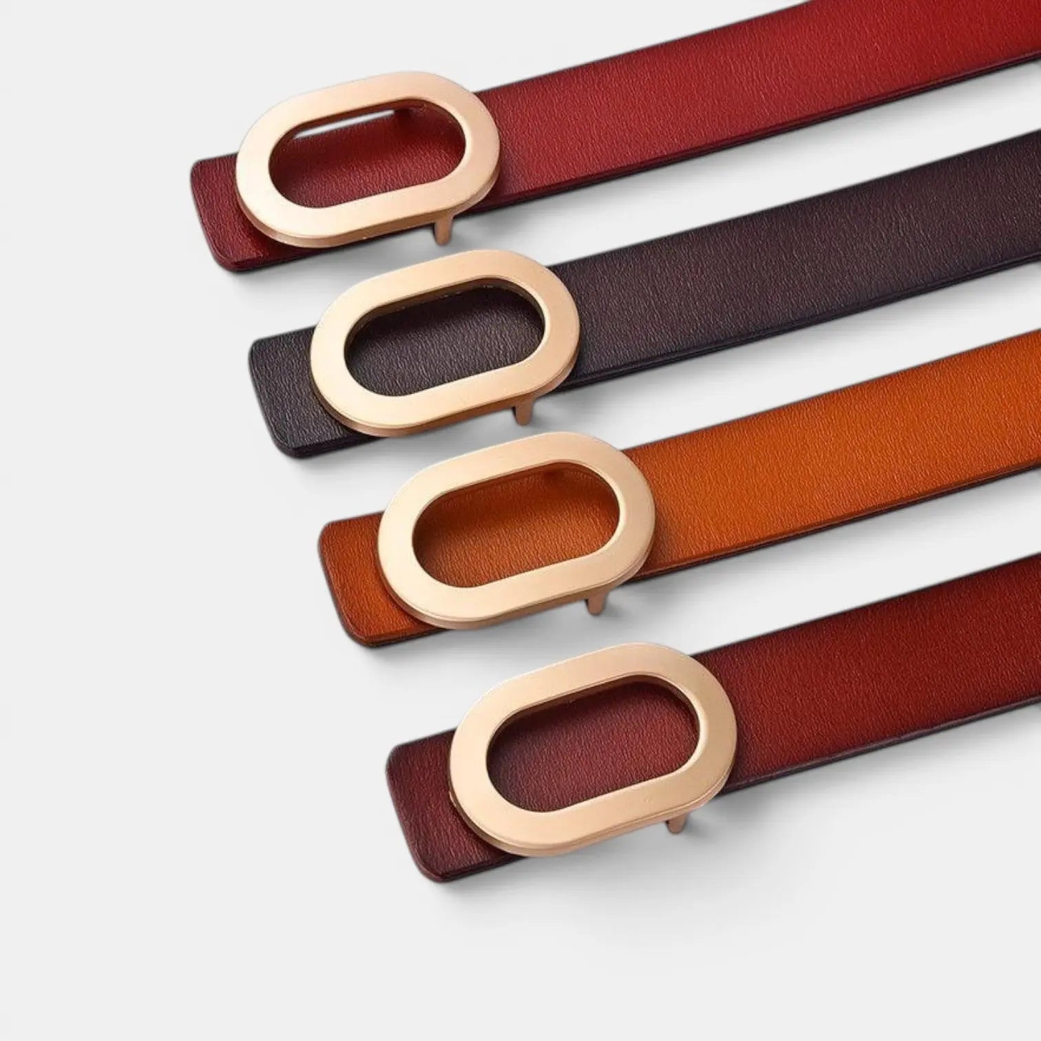 Women's Smooth Leather Belt with Fine Gold Oval Buckle | Ovalex | Beltary