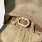 Women's Smooth Leather Belt with Fine Gold Oval Buckle | Ovalex | Beltary