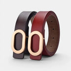 Women's Smooth Leather Belt with Fine Gold Oval Buckle | Ovalex | Beltary