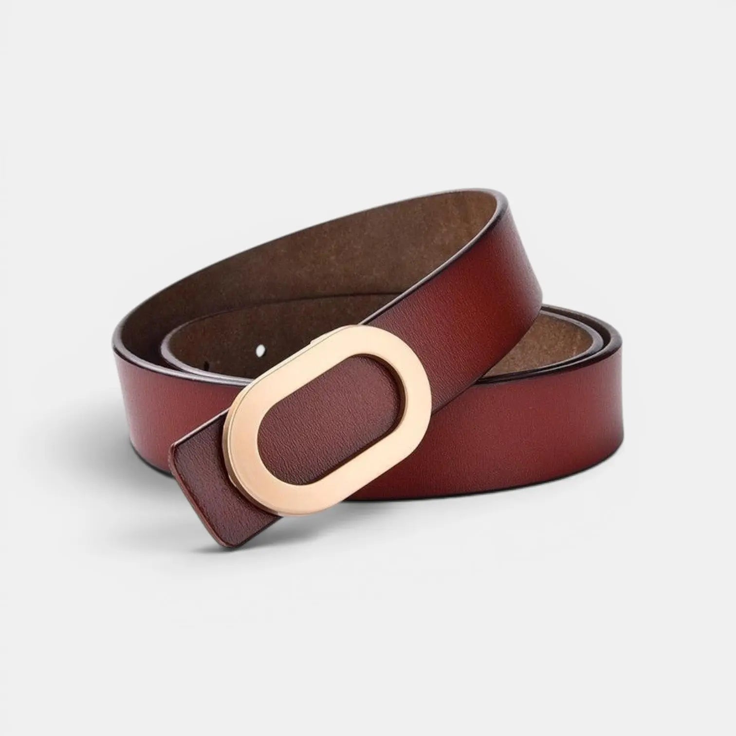 Women's Smooth Leather Belt with Fine Gold Oval Buckle | Ovalex | Beltary