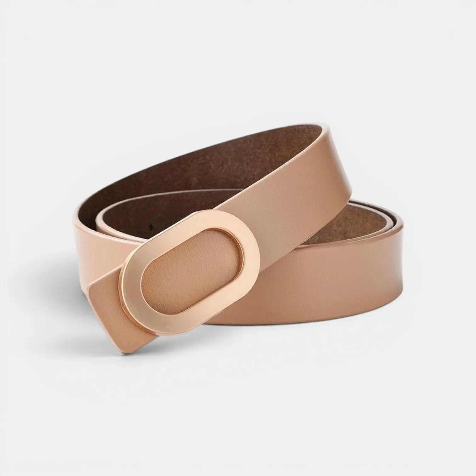 Women's Smooth Leather Belt with Fine Gold Oval Buckle | Ovalex | Beltary