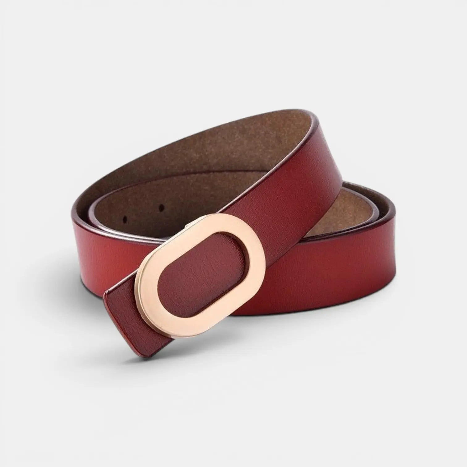 Women's Smooth Leather Belt with Fine Gold Oval Buckle | Ovalex | Beltary