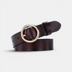 Women's Smooth Leather Belt with Fine Round Buckle | Rondix | Beltary