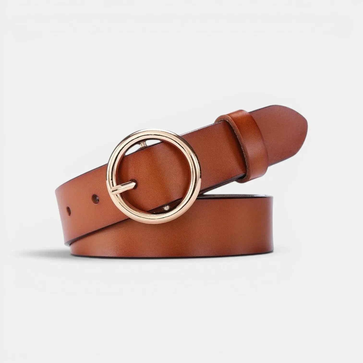 Women's Smooth Leather Belt with Fine Round Buckle | Rondix | Beltary