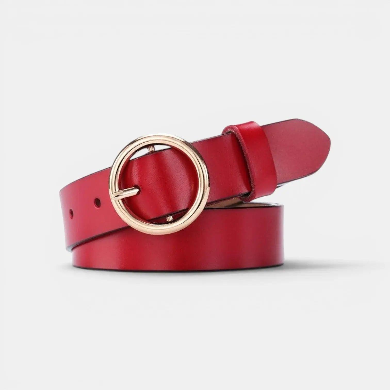 Women's Smooth Leather Belt with Fine Round Buckle | Rondix | Beltary