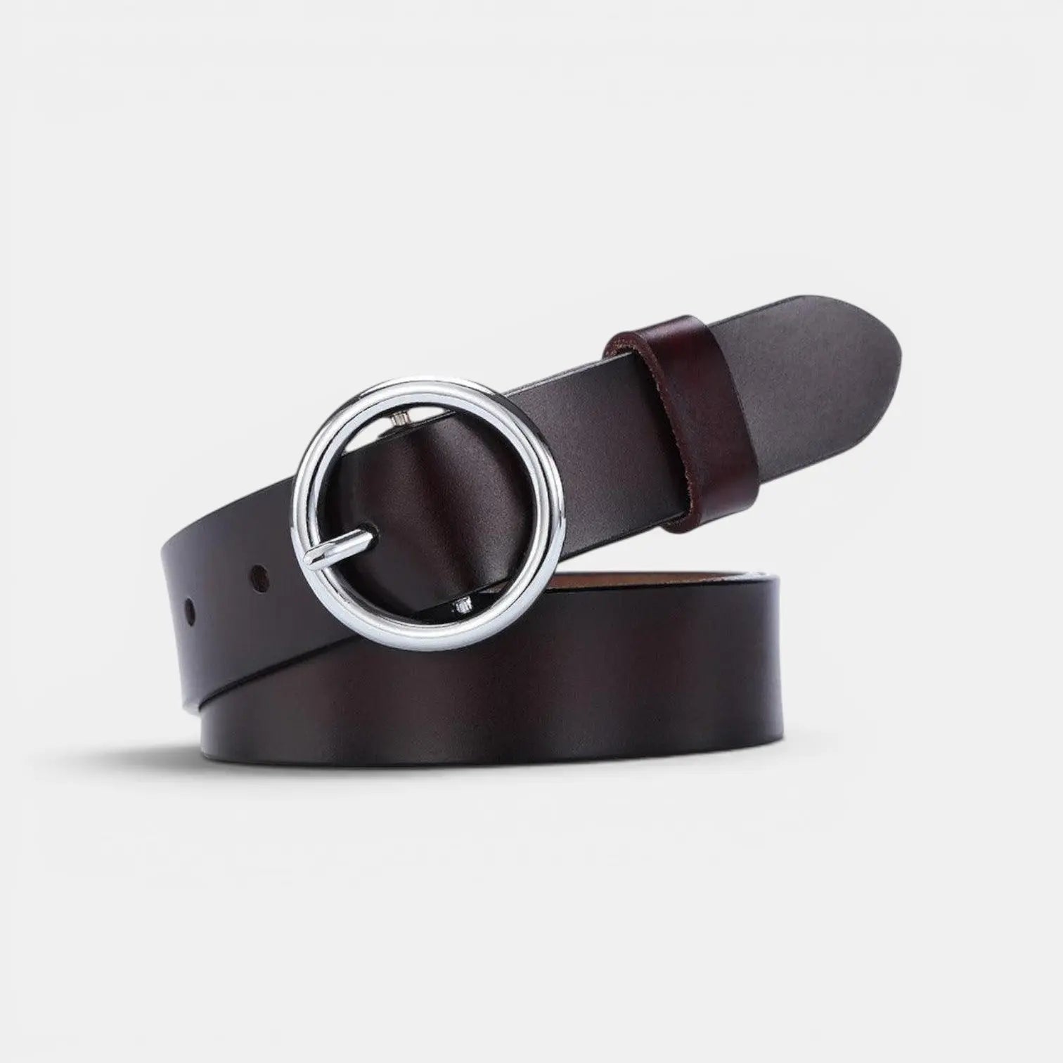 Women's Smooth Leather Belt with Fine Round Buckle | Rondix | Beltary