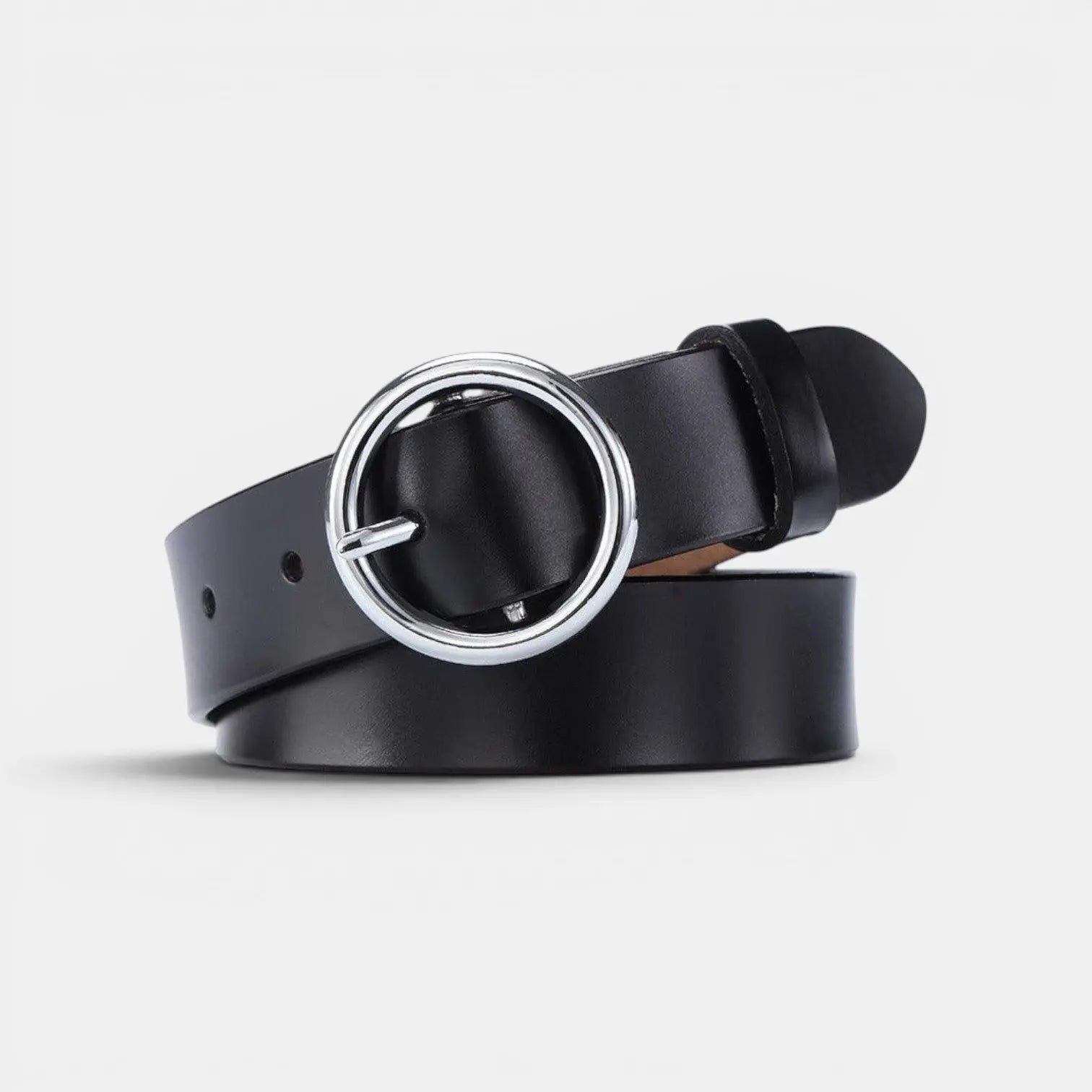 Women's Smooth Leather Belt with Fine Round Buckle | Rondix | Beltary