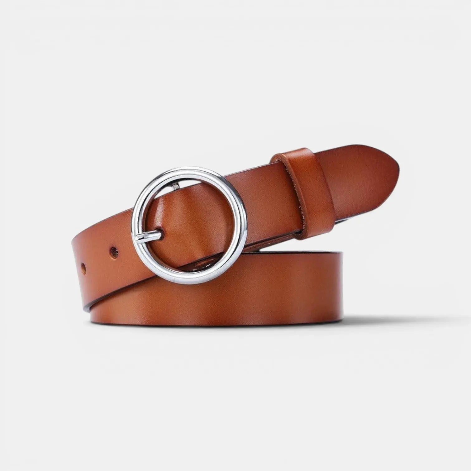 Women's Smooth Leather Belt with Fine Round Buckle | Rondix | Beltary