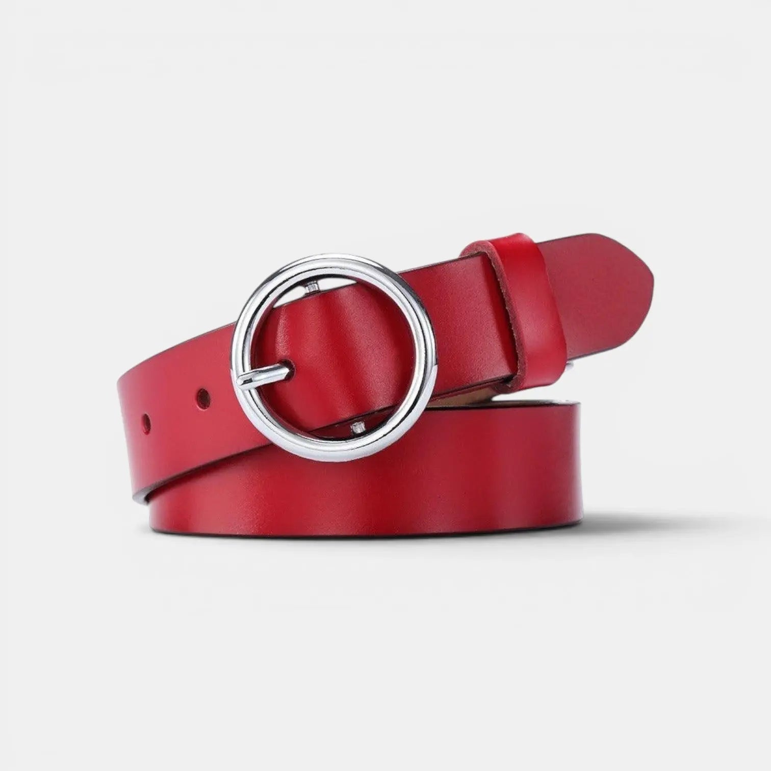 Women's Smooth Leather Belt with Fine Round Buckle | Rondix | Beltary