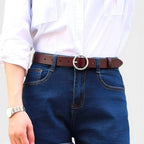 Women's Smooth Leather Belt with Fine Round Buckle | Rondix | Beltary
