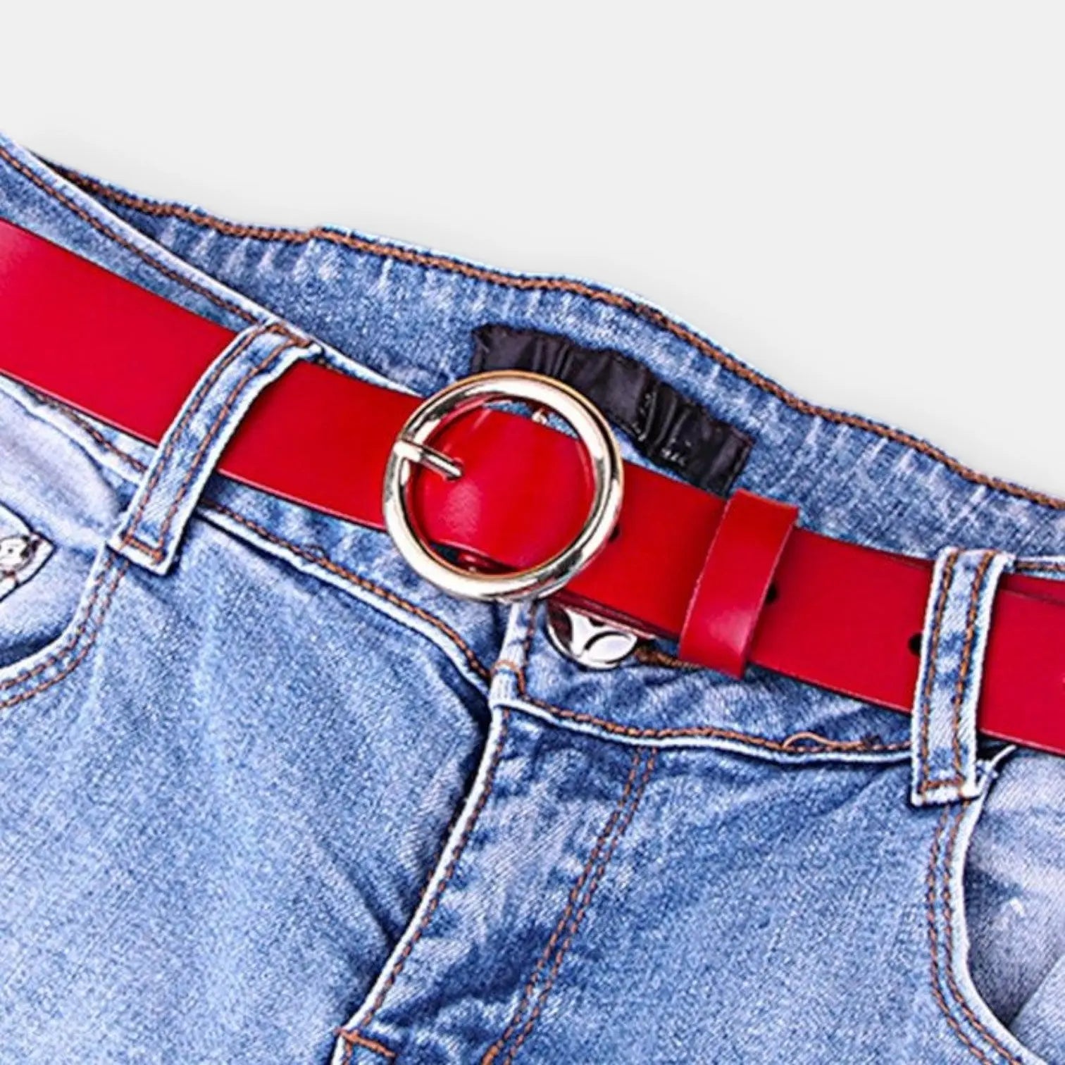 Women's Smooth Leather Belt with Fine Round Buckle | Rondix | Beltary