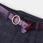Women's Smooth Leather Belt with Fine Round Buckle | Rondix | Beltary