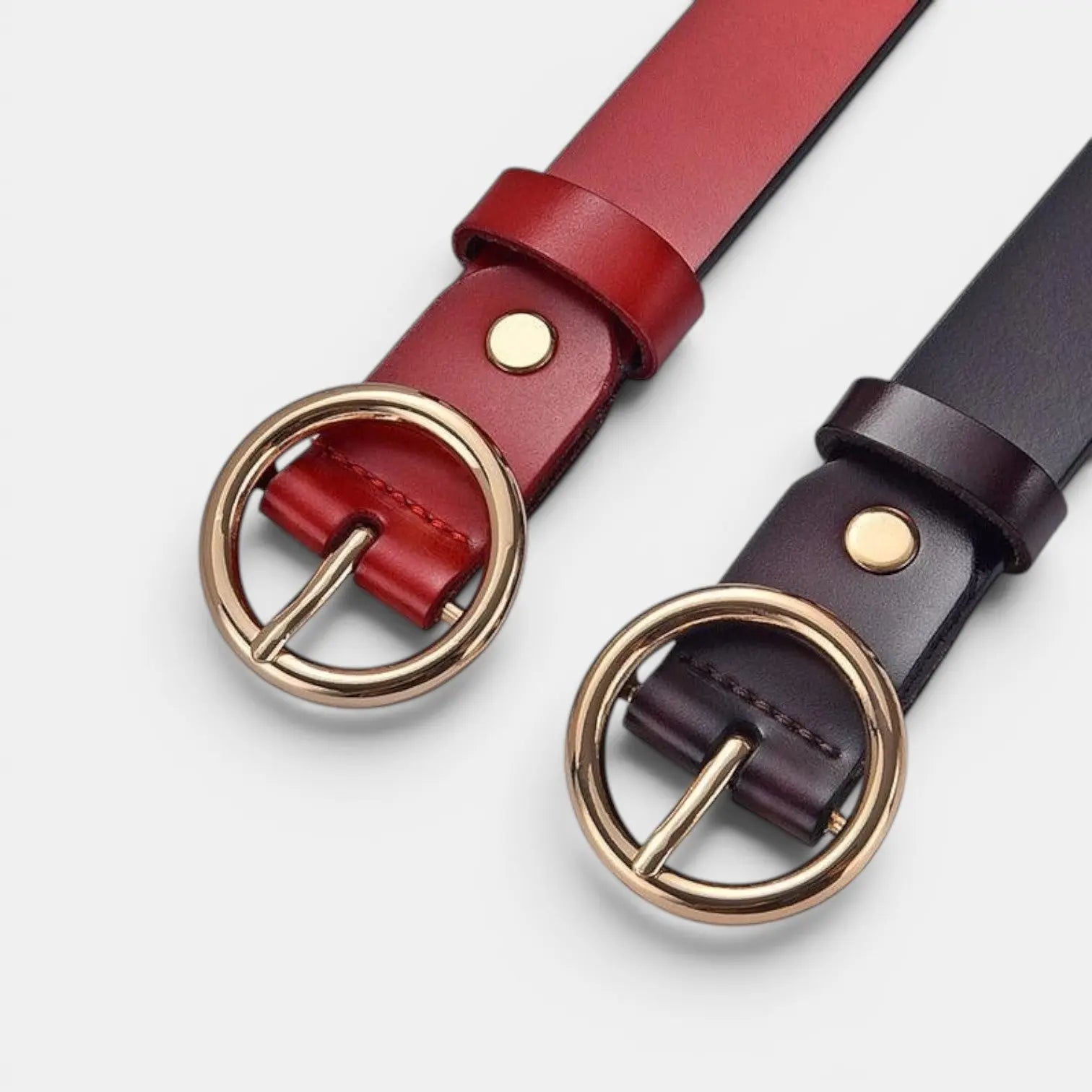 Women's Smooth Leather Belt with Fine Round Buckle | Rondix | Beltary